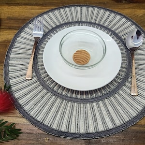 Handmade embroidered and beaded round placemat