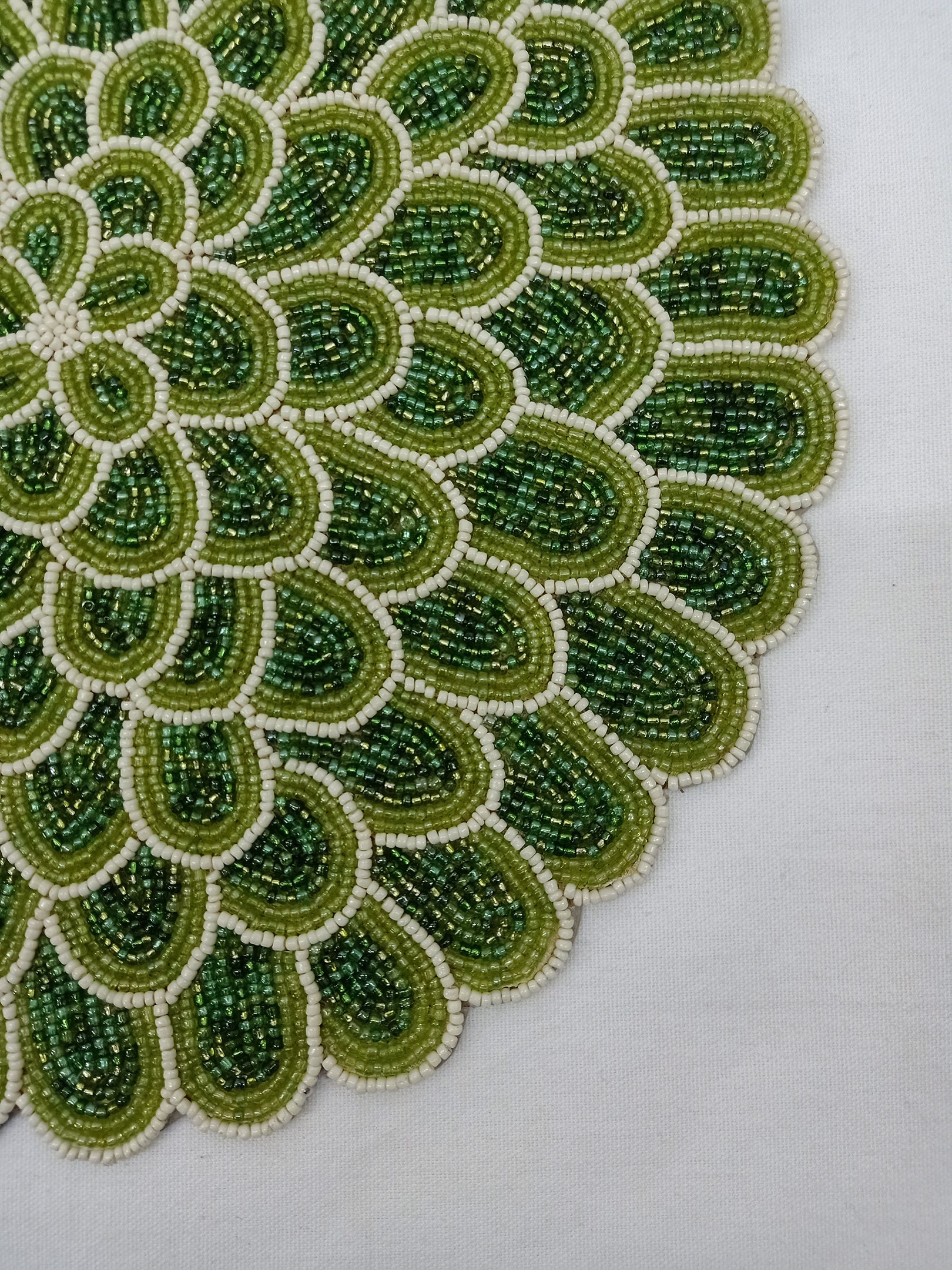 Handmade Green Dahlia Flower Beaded Placemat Etsy