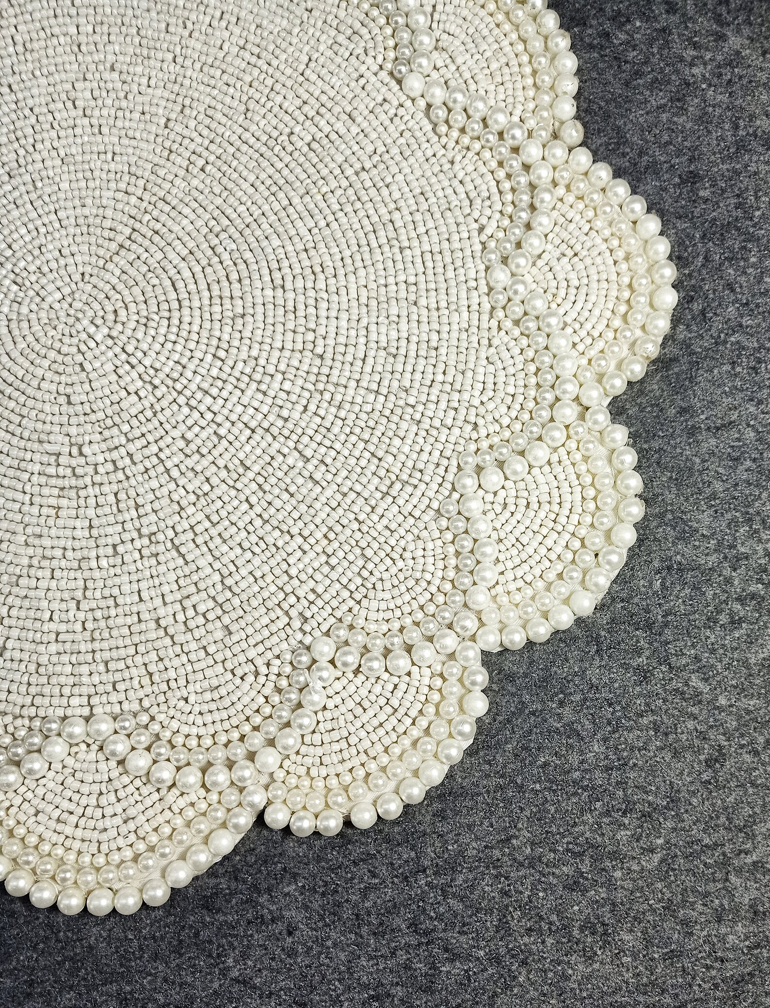 Handmade Pearl Table Placemat // Beaded Charger // Offwhite Etsy