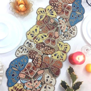 Butterflies Handmade Beaded Table Runner