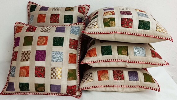 Square  jacquard fabrics Patchwork pillow