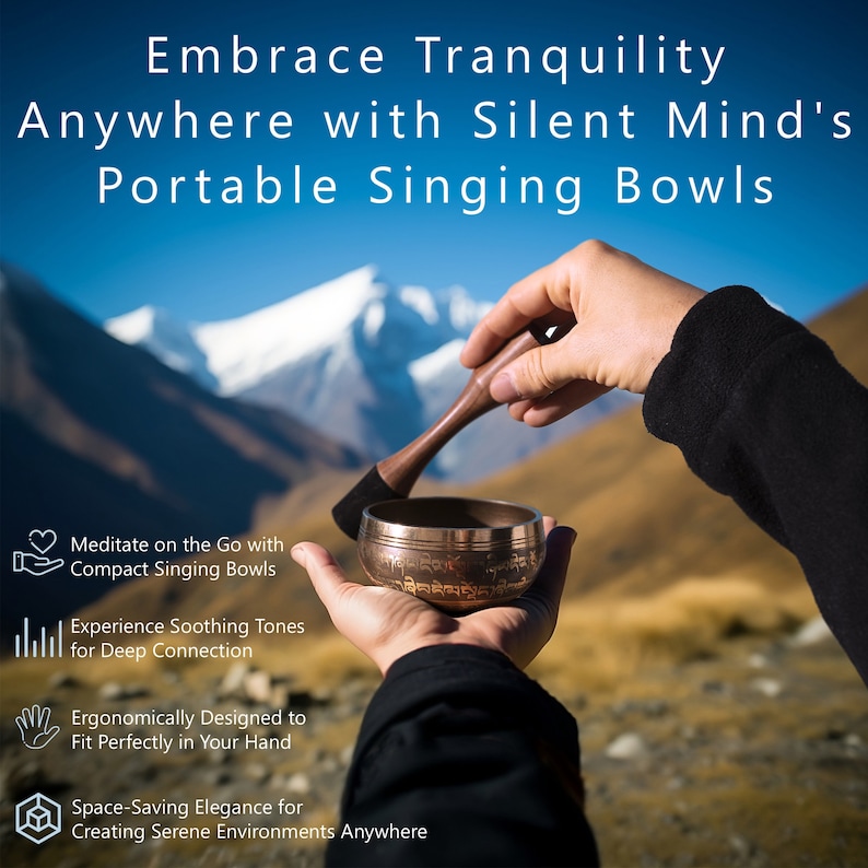 Authentic Tibetan Singing Bowl Set Handcrafted in Nepal Ideal for Yoga, Meditation, and Mindfulness image 4