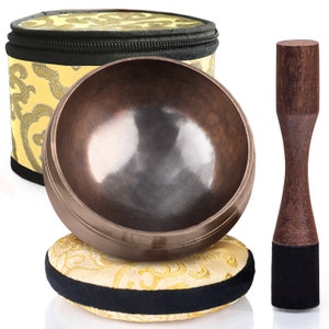 Authentic Tibetan Singing Bowl Set - Handcrafted in Nepal - Ideal for Yoga, Meditation, and Mindfulness