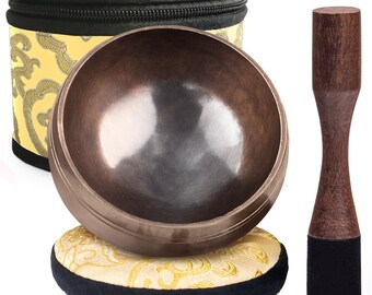 Authentic Tibetan Singing Bowl Set - Handcrafted in Nepal - Ideal for Yoga, Meditation, and Mindfulness