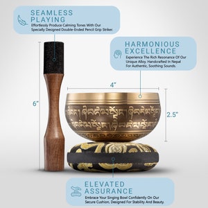 Authentic Tibetan Singing Bowl Set Handcrafted in Nepal Ideal for Yoga, Meditation, and Mindfulness image 2