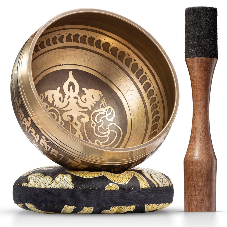 Authentic Tibetan Singing Bowl Set Handcrafted in Nepal Ideal for Yoga, Meditation, and Mindfulness image 1