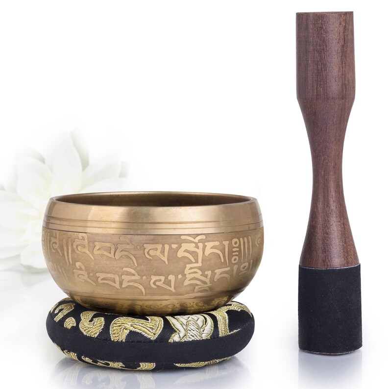 Tibetan singing bowl set Meditation Mindfulness gift Bronze Etsy