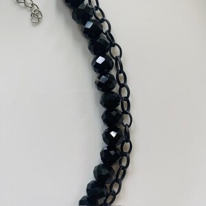 Glass stones necklace. black chain. stainless steel image 5