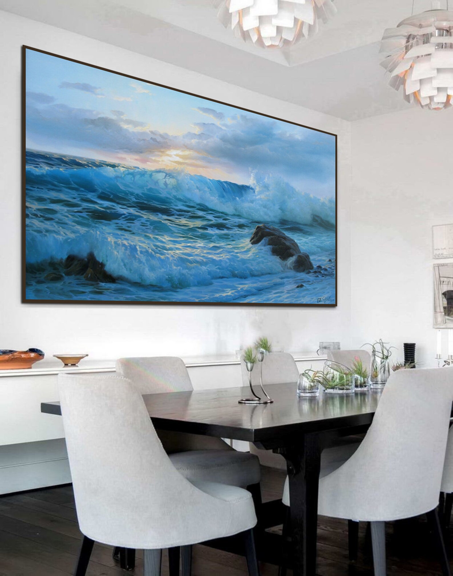 Extra Large Blue Art on Canvas by Alexander Shenderov Sunrise Etsy