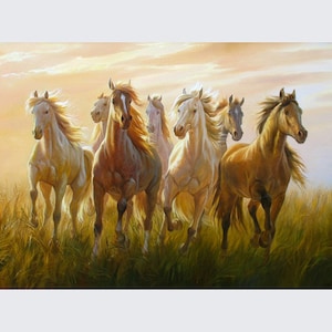 Lopende paarden die canvas groot origineel schilderen door Alexander Shenderov paard dat groot oliedoek schildert lopende paarden kunst originele canvaskunst