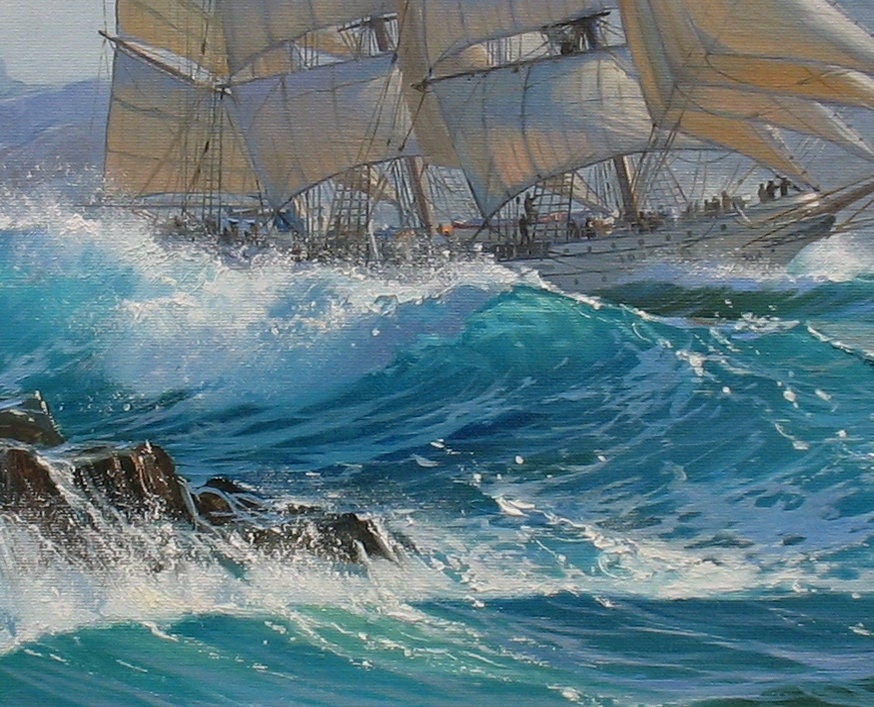 アレクサンダー・シェンデロフによる帆船の油絵、海景油絵、帆船 アレクサンダー・シェンデロフによる帆船の油絵、海景油絵、帆船