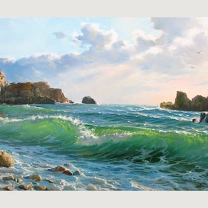 Large oil painting by Alexander Shenderov ocean painting on canvas original wave painting seascape painting original canvas art sea painting