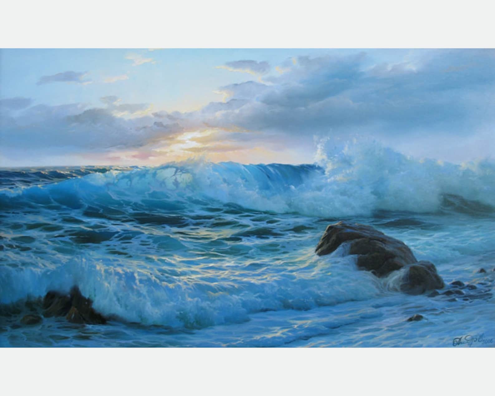 Extra Large Blue Art on Canvas by Alexander Shenderov Sunrise Etsy