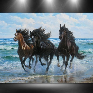 Het schilderen van het paard door Alexander Shenderov groot origineel olieverfschilderij op canvas groot paardlijkdekende paardolieverfverf realisme het schilderen