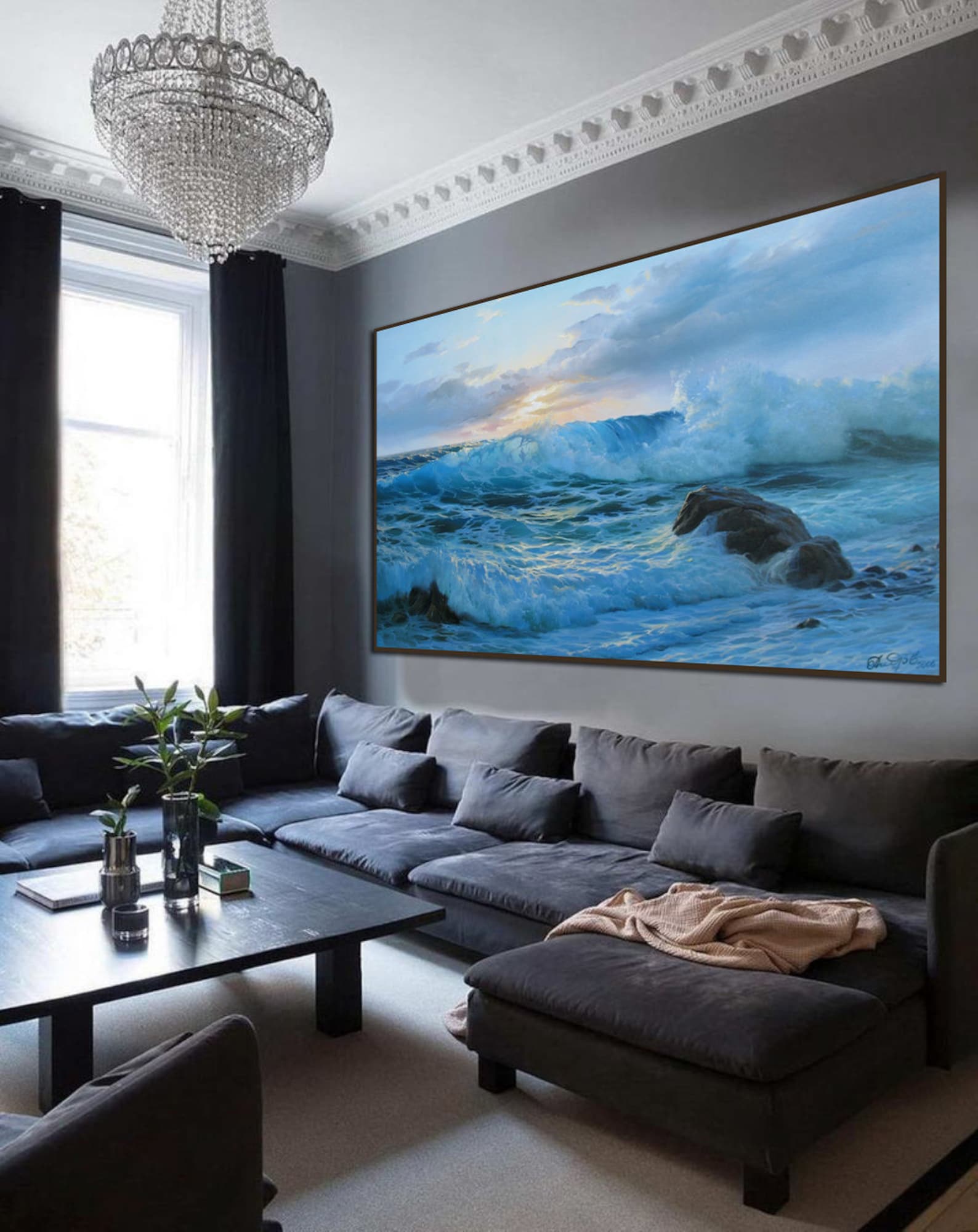 Extra Large Blue Art on Canvas by Alexander Shenderov Sunrise Etsy