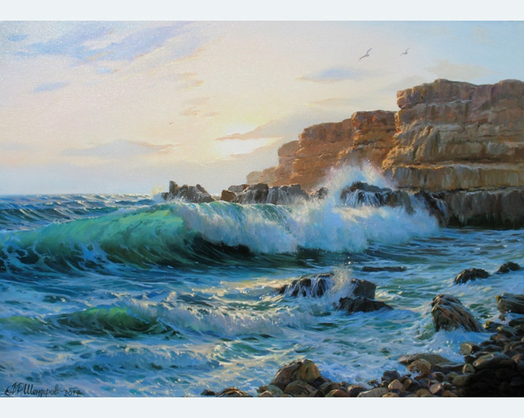 油絵 絵画 夕日の海【Ａ3】 油絵 絵画 夕日の海【A3】 絵画 HR 通販 14064372｜Creema