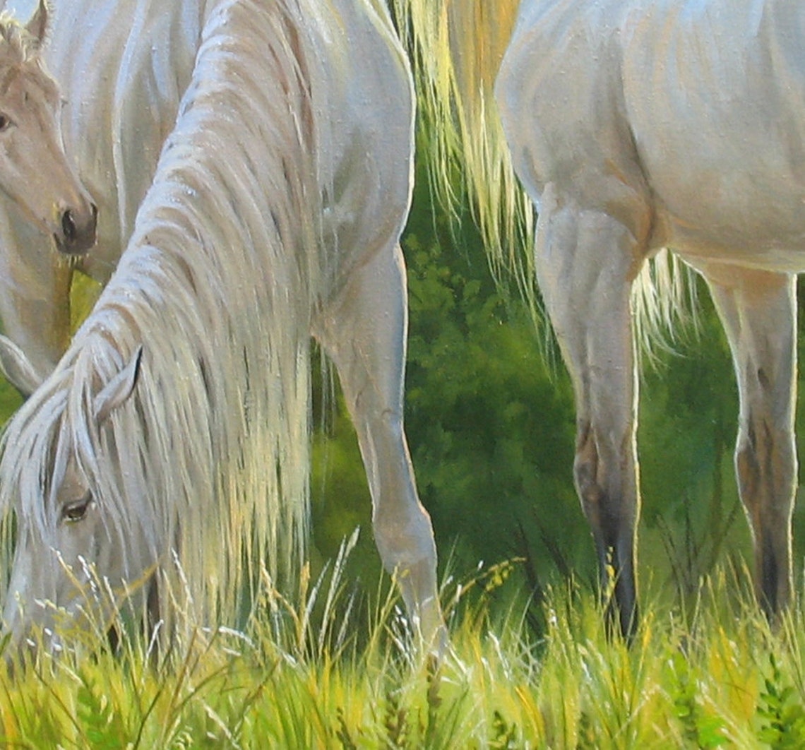 White Horses Painting Oil Canvas Original by Alexander Etsy