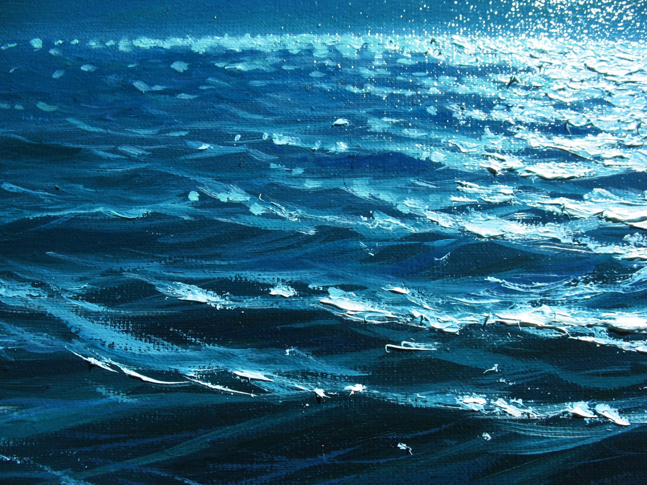 夜の海の油絵 アレクサンダー・シェンデロフによるオリジナル 月
