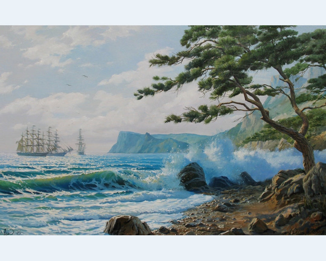 アレクサンダー・シェンデロフによるビーチの絵画油絵キャンバス