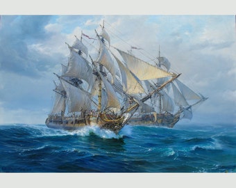 アンティーク　帆船　絵画　オランダの航海B 帆船」のオランダのハルクとボイエ、1565 年