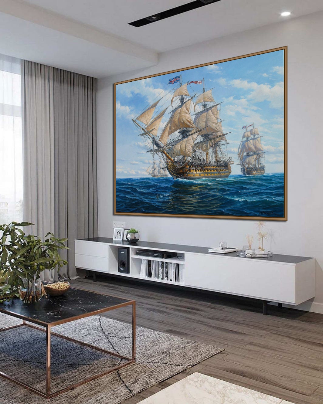 HMSビクトリー号の絵画：アレクサンダー・シェンデロフによる帆船の