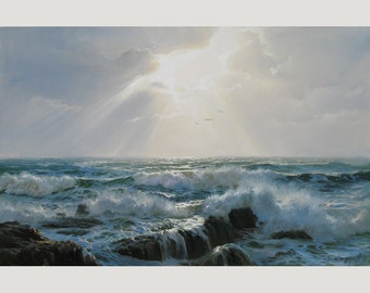 Oil painting by Alexander Shenderov ocean painting on canvas large oil painting original sea wave painting seascape painting canvas wall art