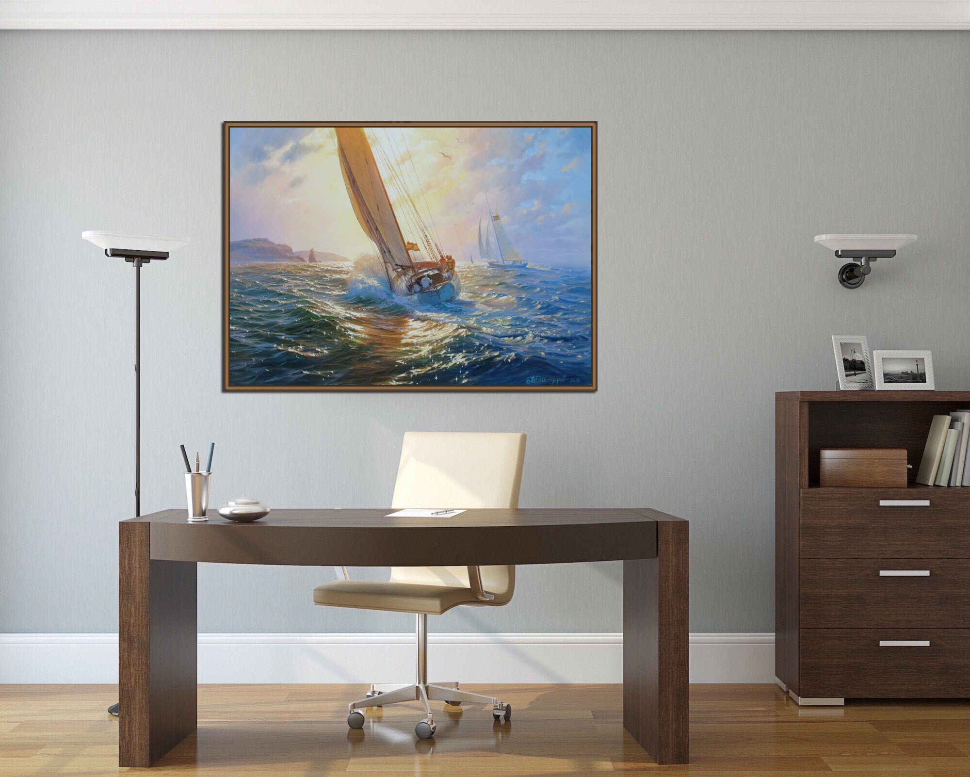 Original Sailboat Oil Painting on Canvas: Seascape Sailing Art by ...