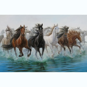 Lopende Paarden in het waterolieverfschilderij groot door Alexander Shenderov paard dat origineel lopende paarden kunst canvas kunstkunstpaard groot schildert