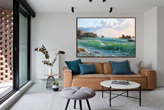 Original Ocean Wave Oil Painting on Canvas by Alexander Shenderov