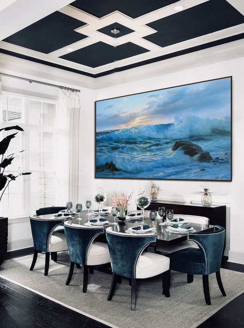 Extra Large Blue Art on Canvas by Alexander Shenderov Sunrise Etsy