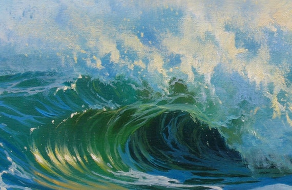 抽象画 青い 海 油絵 絵画 油彩画 オリジナル アレクサンダー・シェンデロフによる油絵 大きな絵画 キャンバス