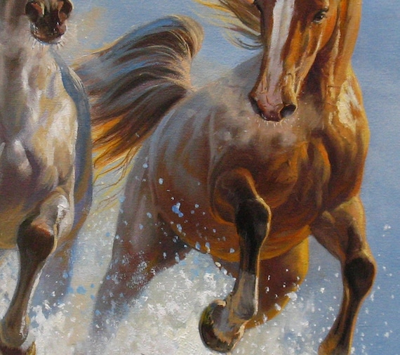 走る馬の油絵 キャンバス 大きな アレクサンダー・シェンデロフ 走る馬の油絵 キャンバス 大きな アレクサンダー・シェンデロフ