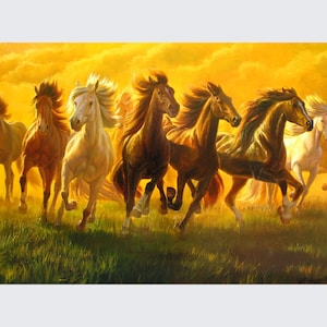 Groot origineel olieverf doek door Alexander Shenderov Lopende paarden die lopende paarden kunst canvas paarden de kunst canvasdier schilderen