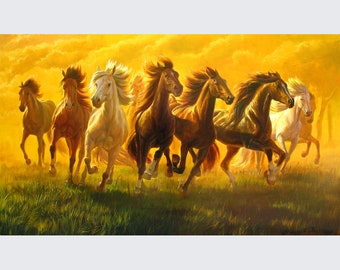 Large original oil painting canvas by Alexander Shenderov Running horses painting running horses art canvas horses wall art canvas animal