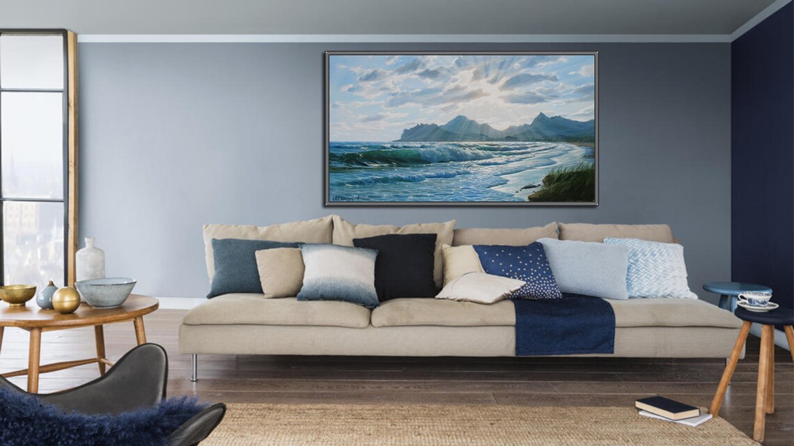 Large Ocean Painting by Alexander Shenderov Ocean Coastal Oil Etsy