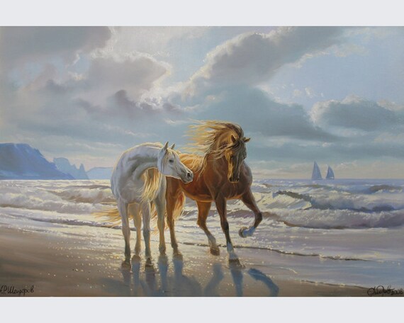 リアリズム 馬の油絵 キャンバス