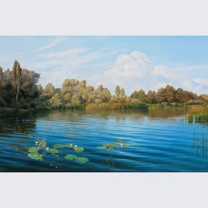 Summer Landscape Blue Painting Realism Oil Painting Large Canvas ...