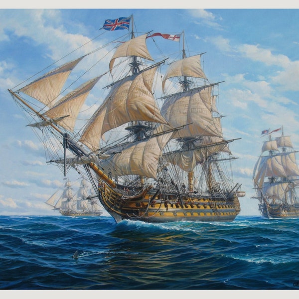 HMS Victory Ölgemälde von Alexander Shenderov Segelkriegsschiffe Gemälde Segelschiff Kunst original großes Ölgemälde Leinwand Schiff