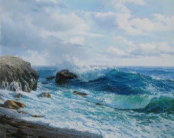 Original Seascape Oil Painting on Canvas by Alexander Shenderov