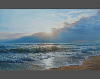 Ocean painting by Alexander Shenderov ocean oil painting on canvas sea beach painting waves paintings large seascape painting realism