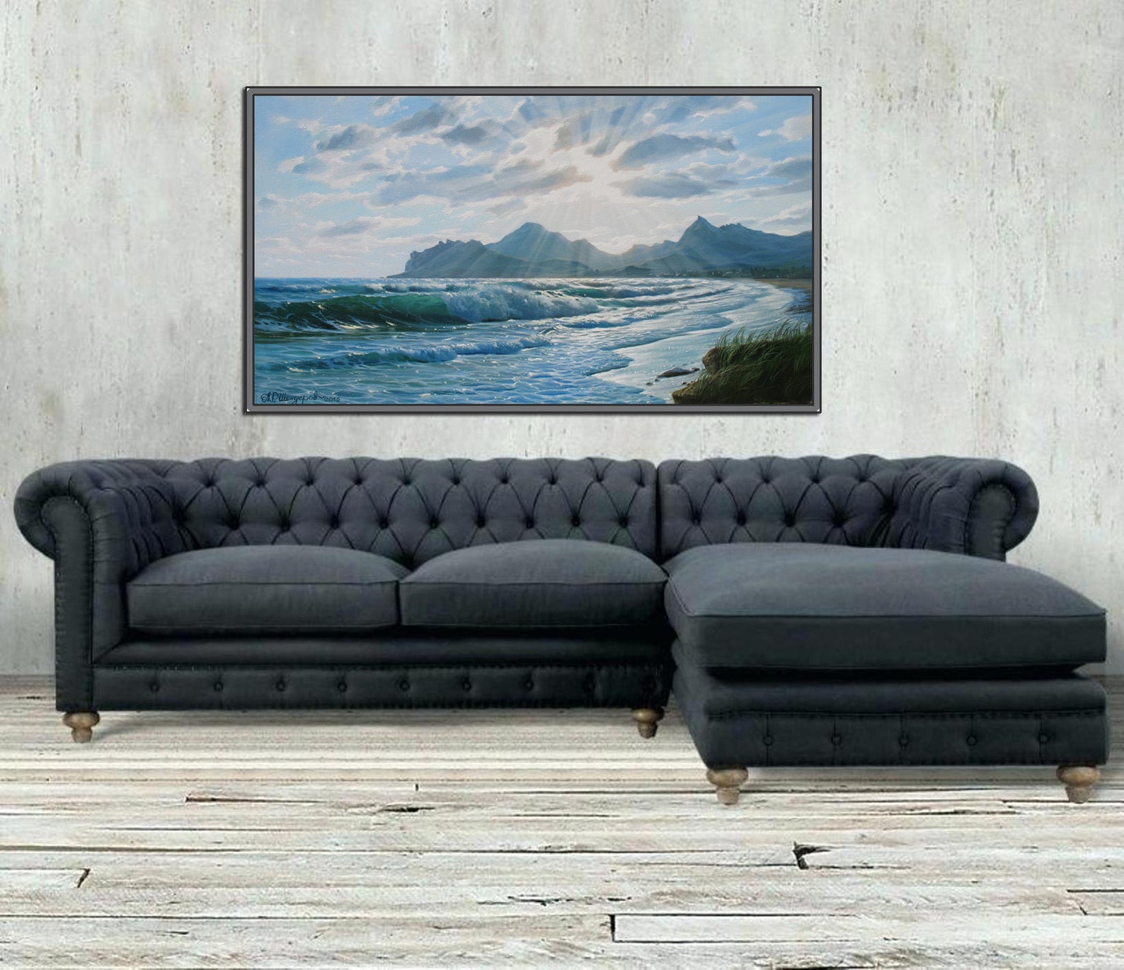 Large Ocean Painting by Alexander Shenderov Ocean Coastal Oil Etsy