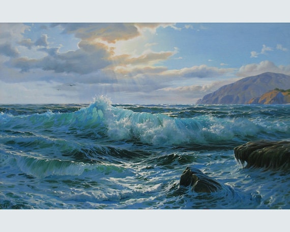 油絵 絵画 【岩場の海】 油絵 絵画【岩場の海】 絵画 HR 通販 16278991｜Creema(クリーマ)