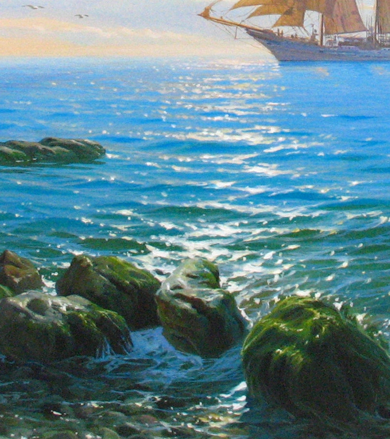 Sailing Painting Original by Alexander Shenderov Ship Art on Etsy