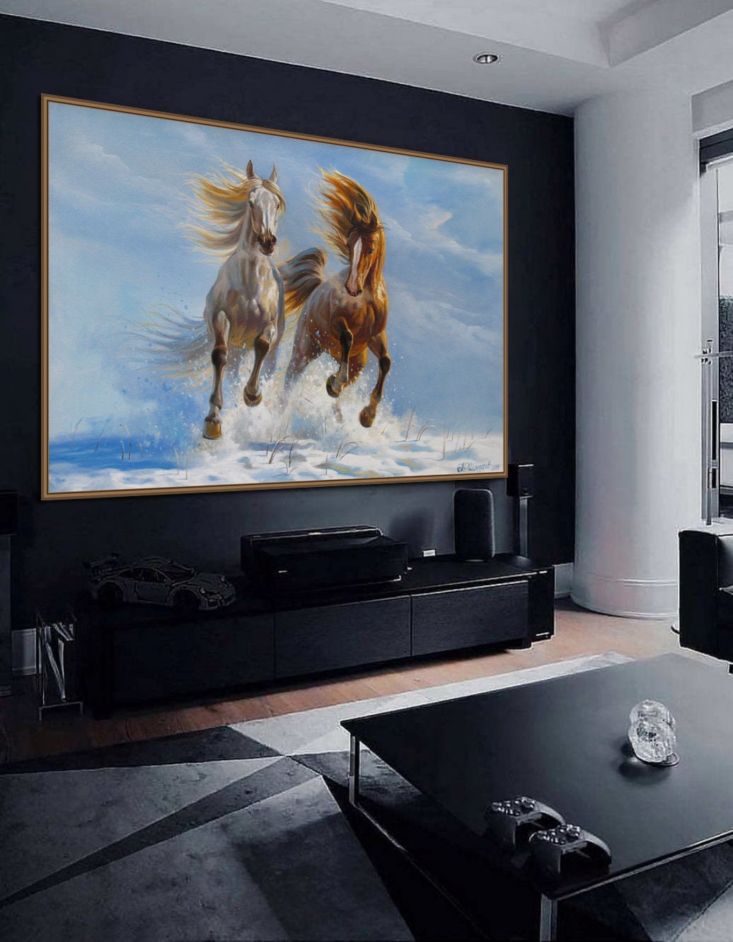 Visario - Quadro Su Tela Cavallo 160x80 Cm - Stampa D'arte Pronta Da Appendere - Senza Cornice