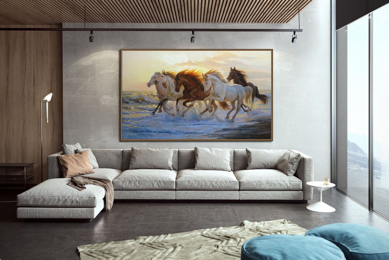 油絵（馬ケ背） Amazon | Loccor 15 x 10フィート 走る馬 背景布 馬 油絵背景