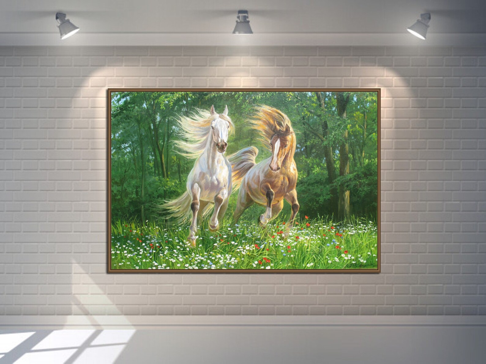 Running Horses Painting Canvas Large by Alexander Shenderov Etsy