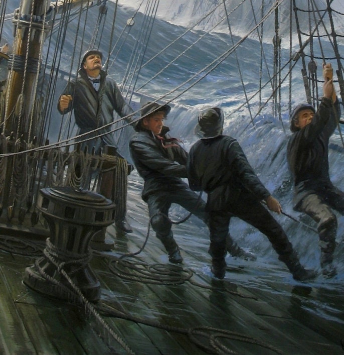 Stampa Su Tela "Nave Azzurra Sul Mare" - Quadro Decorativo Formato A0 (91x61 Cm), Pronto Da Appendere, Colori Vivaci - 2