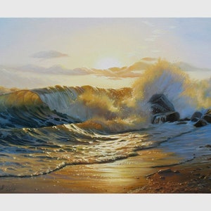 Großes Ölgemälde von Alexander Shenderov Ozean Kunst Original Leinwand Strand Gemälde großes Gemälde Ozean Welle Malerei Landschaft Kunst