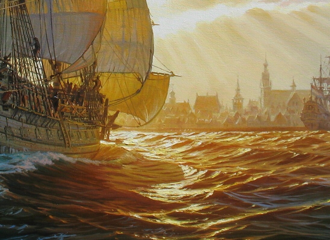 アレクサンダー・シェンデロフによる船の絵画 海の帆船 油絵