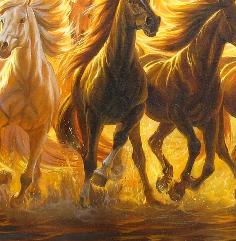 HORSE 油絵アート Original Horse Painting: Large Oil Canvas